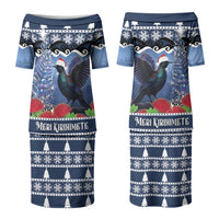 New Zealand Tui Bird Christmas Couples Matching Puletasi and Hawaiian Shirt Pohutukawa Xmas Tree Meri Kirihimete LT22 - Polynesian Pride