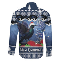 New Zealand Tui Bird Christmas Family Matching Long Sleeve Bodycon Dress and Hawaiian Shirt Pohutukawa Xmas Tree Meri Kirihimete