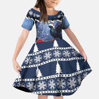 New Zealand Tui Bird Christmas Family Matching Tank Maxi Dress and Hawaiian Shirt Pohutukawa Xmas Tree Meri Kirihimete