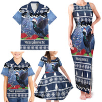 New Zealand Tui Bird Christmas Family Matching Tank Maxi Dress and Hawaiian Shirt Pohutukawa Xmas Tree Meri Kirihimete