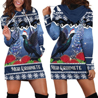 New Zealand Tui Bird Christmas Hoodie Dress Pohutukawa Xmas Tree Meri Kirihimete
