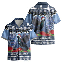 New Zealand Tui Bird Christmas Kid Hawaiian Shirt Pohutukawa Xmas Tree Meri Kirihimete LT22 - Polynesian Pride