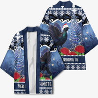 New Zealand Tui Bird Christmas Kimono Pohutukawa Xmas Tree Meri Kirihimete