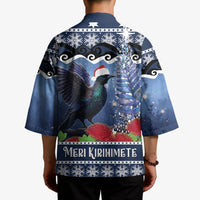 New Zealand Tui Bird Christmas Kimono Pohutukawa Xmas Tree Meri Kirihimete