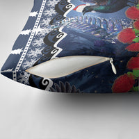 New Zealand Tui Bird Christmas Pillow Cover Pohutukawa Xmas Tree Meri Kirihimete