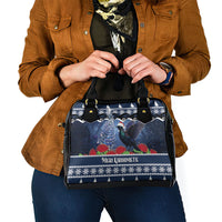 New Zealand Tui Bird Christmas Shoulder Handbag Pohutukawa Xmas Tree Meri Kirihimete