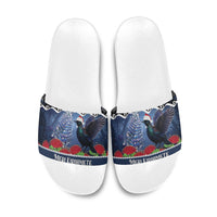New Zealand Tui Bird Christmas Slide Sandals Pohutukawa Xmas Tree Meri Kirihimete