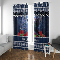 New Zealand Tui Bird Christmas Window Curtain Pohutukawa Xmas Tree Meri Kirihimete
