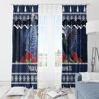 New Zealand Tui Bird Christmas Window Curtain Pohutukawa Xmas Tree Meri Kirihimete