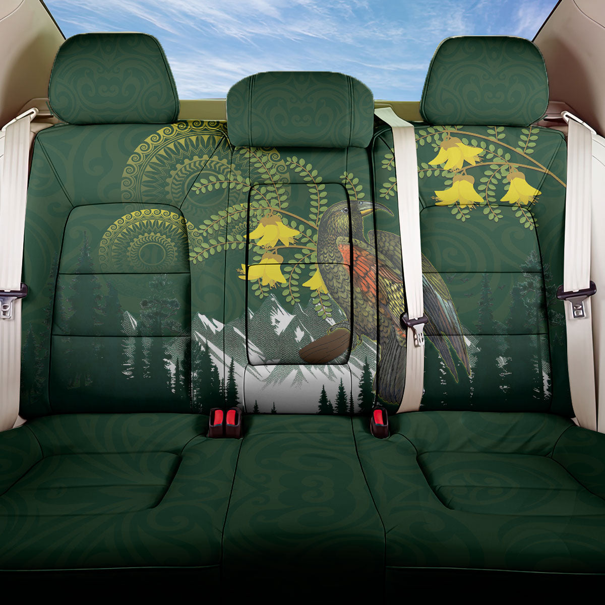 Kea Bird Kowhai New Zealand Back Car Seat Cover Mountain Landscape Maori Art
