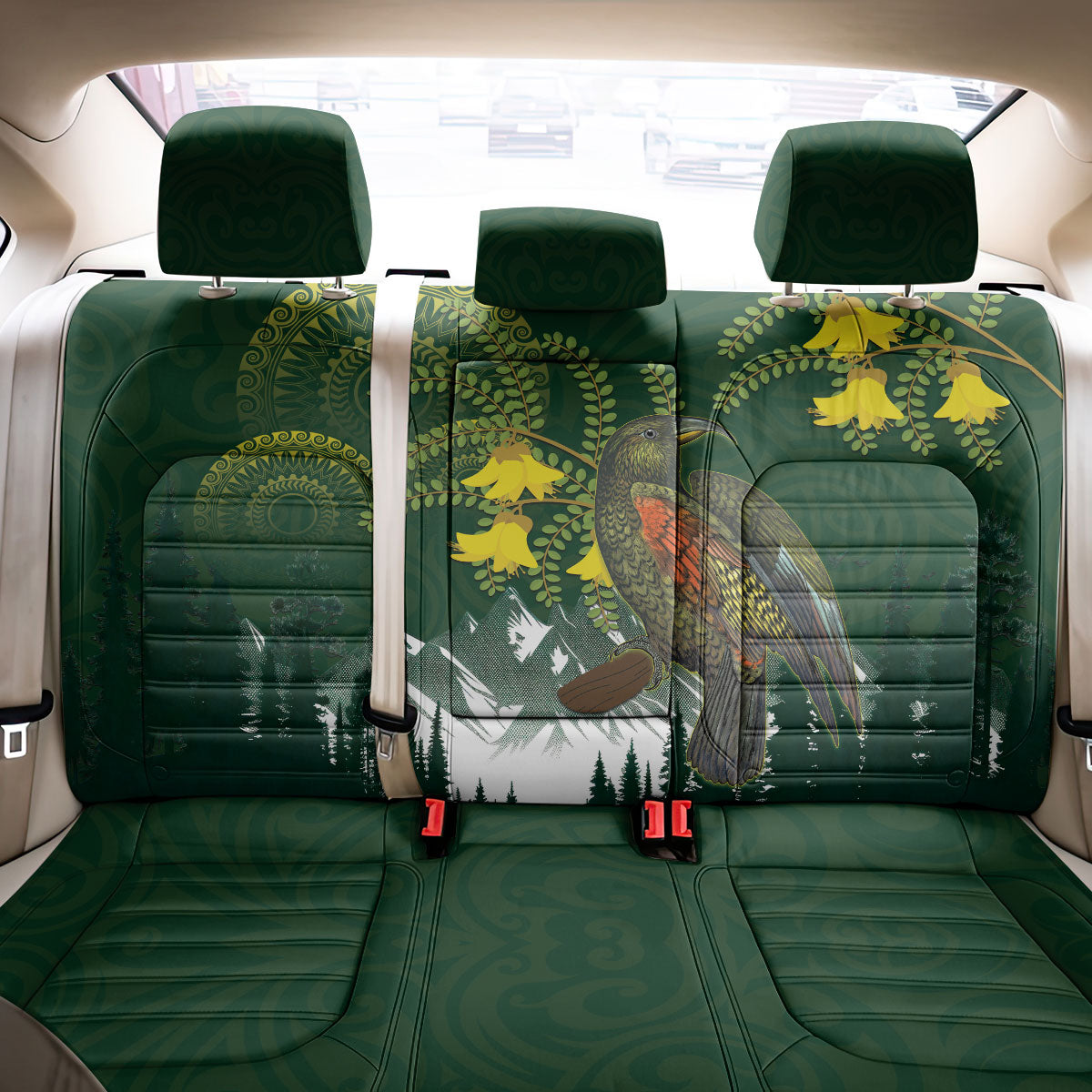 Kea Bird Kowhai New Zealand Back Car Seat Cover Mountain Landscape Maori Art