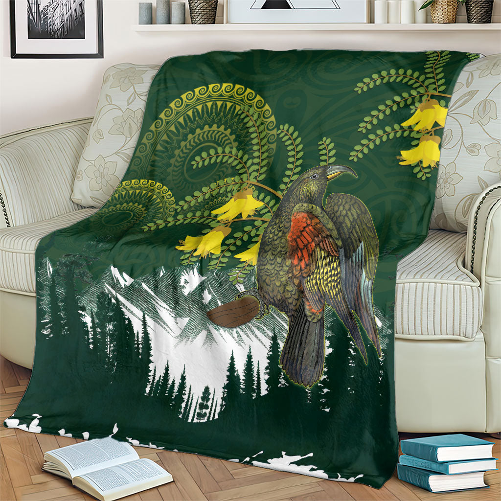 Kea Bird Kowhai New Zealand Blanket Mountain Landscape Maori Art LT22 - Polynesian Pride