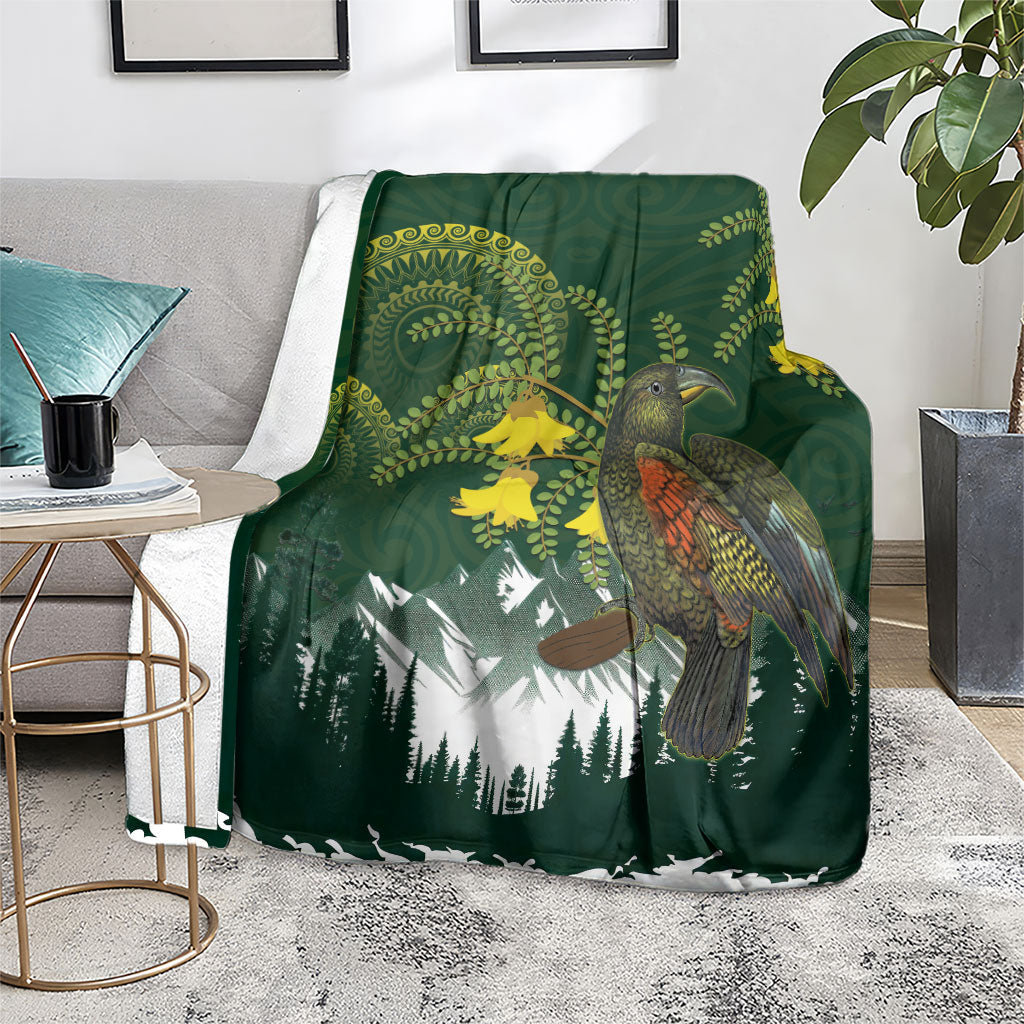 Kea Bird Kowhai New Zealand Blanket Mountain Landscape Maori Art LT22 - Polynesian Pride