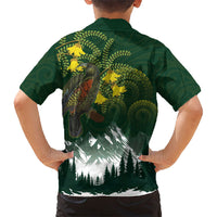 Kea Bird Kowhai New Zealand Kid Hawaiian Shirt Mountain Landscape Maori Art