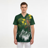 Kea Bird Kowhai New Zealand Scrub Top Mountain Landscape Maori Art LT22 - Polynesian Pride