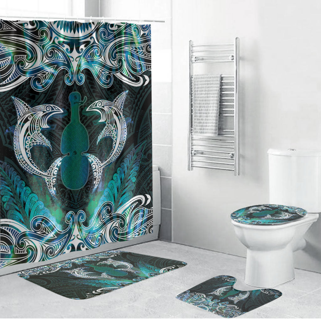 New Zealand Kotiate Weapon Bathroom Set Aotearoa Mango Paua Shell Maori Pattern LT22 Bathroom Set (4 pcs) Blue - Polynesian Pride