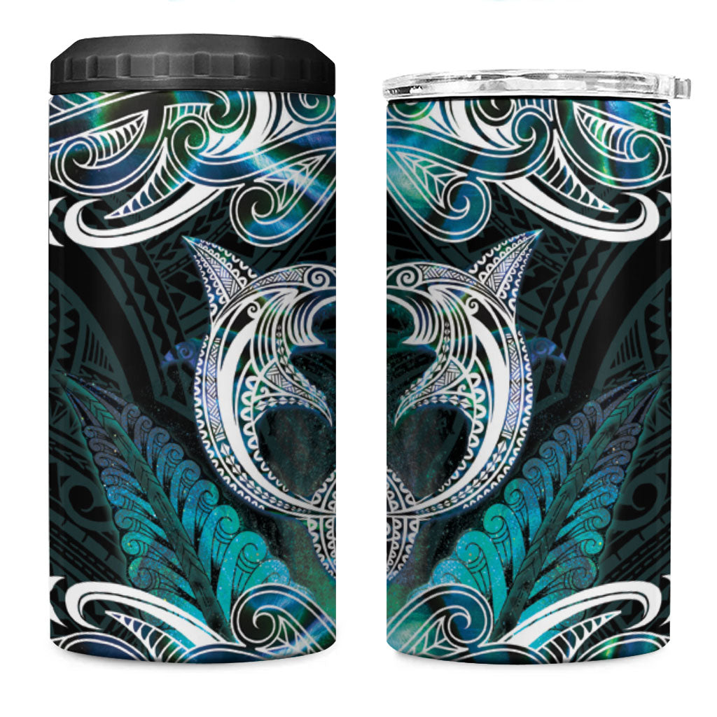 New Zealand Kotiate Weapon 4 in 1 Can Cooler Tumbler Aotearoa Mango Paua Shell Maori Pattern