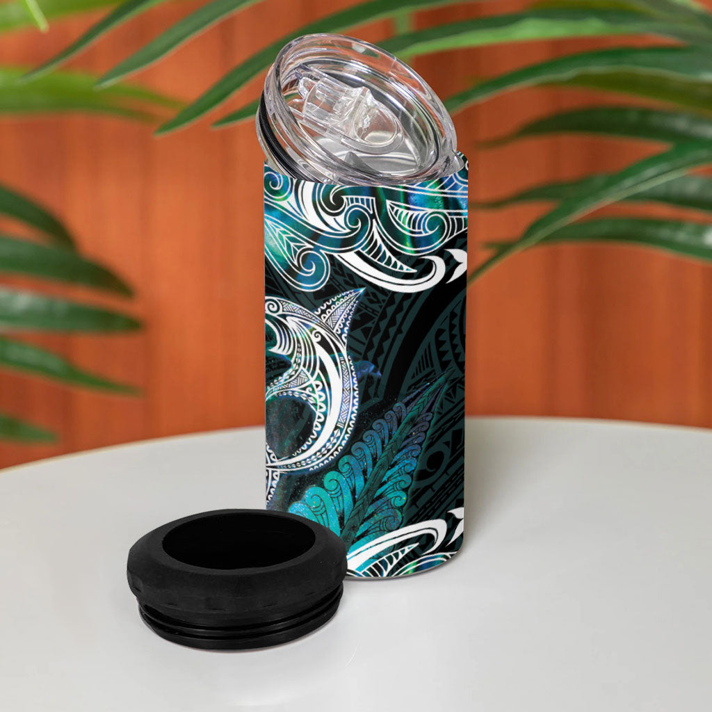 New Zealand Kotiate Weapon 4 in 1 Can Cooler Tumbler Aotearoa Mango Paua Shell Maori Pattern