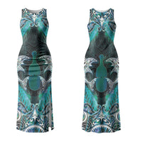 New Zealand Kotiate Weapon Couples Matching Tank Maxi Dress and Hawaiian Shirt Aotearoa Mango Paua Shell Maori Pattern LT22 - Polynesian Pride