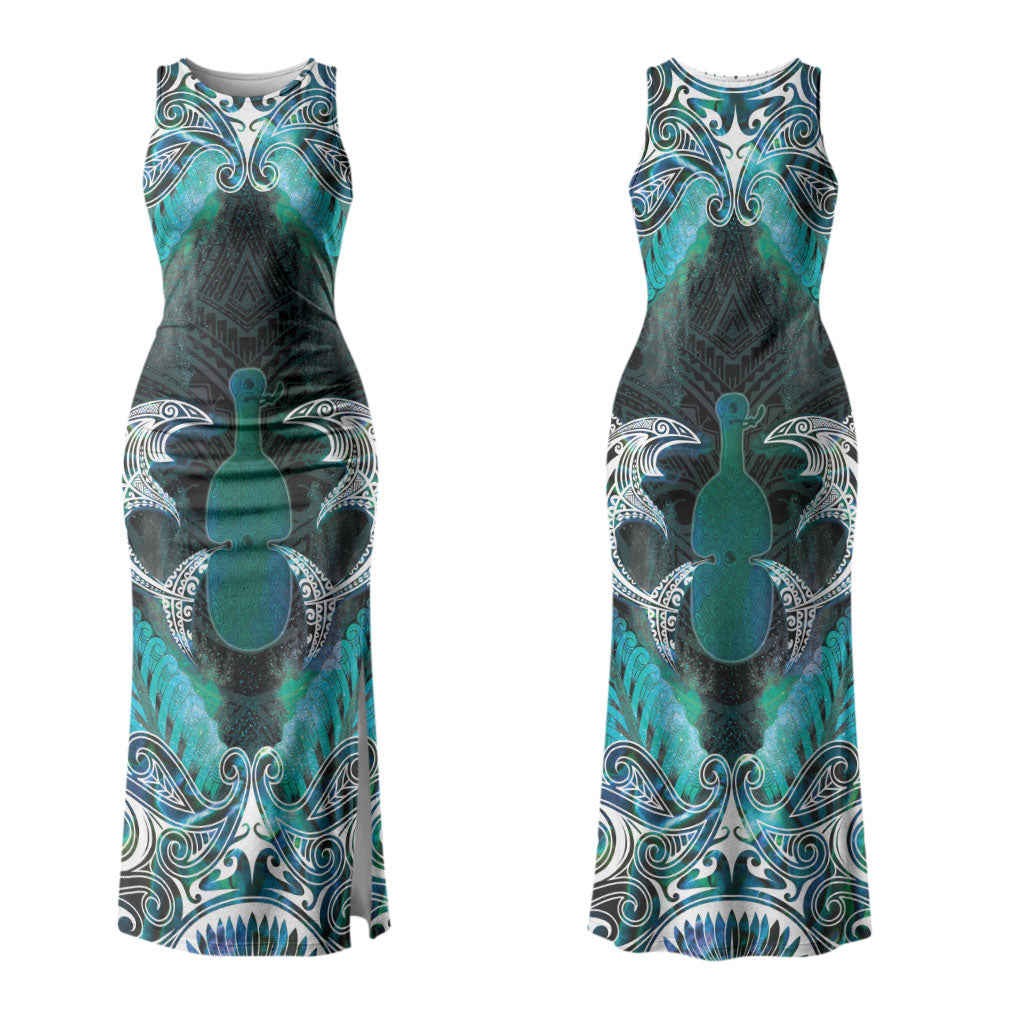 New Zealand Kotiate Weapon Couples Matching Tank Maxi Dress and Long Sleeve Button Shirt Aotearoa Mango Paua Shell Maori Pattern LT22 - Polynesian Pride