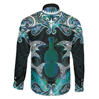 New Zealand Kotiate Weapon Family Matching Off The Shoulder Long Sleeve Dress and Hawaiian Shirt Aotearoa Mango Paua Shell Maori Pattern
