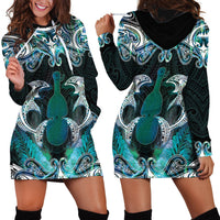 New Zealand Kotiate Weapon Hoodie Dress Aotearoa Mango Paua Shell Maori Pattern