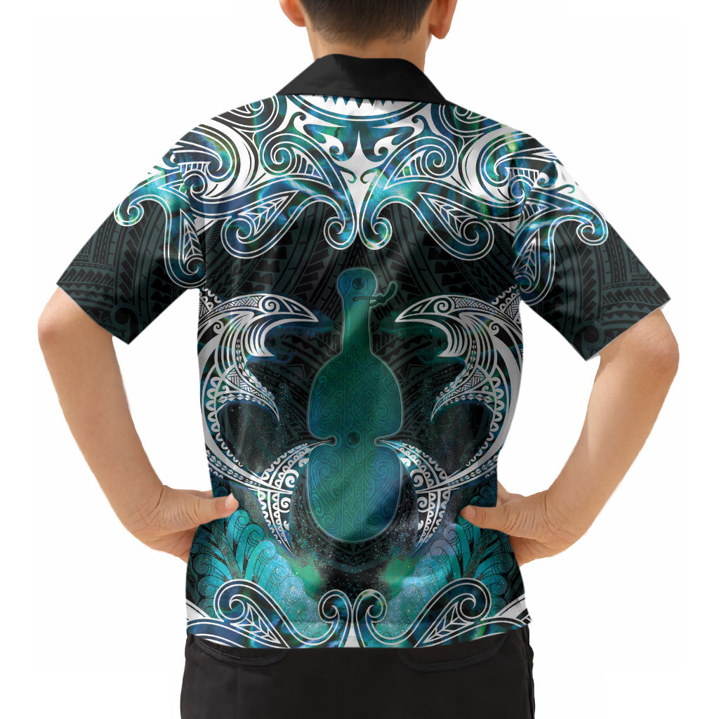 New Zealand Kotiate Weapon Kid Hawaiian Shirt Aotearoa Mango Paua Shell Maori Pattern LT22 - Polynesian Pride