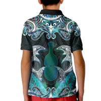 New Zealand Kotiate Weapon Kid Polo Shirt Aotearoa Mango Paua Shell Maori Pattern