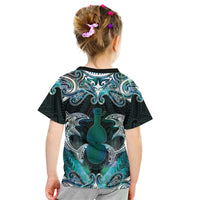 New Zealand Kotiate Weapon Kid T Shirt Aotearoa Mango Paua Shell Maori Pattern