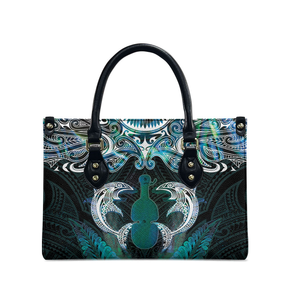 New Zealand Kotiate Weapon Leather Bag Aotearoa Mango Paua Shell Maori Pattern