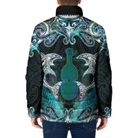 New Zealand Kotiate Weapon Padded Jacket Aotearoa Mango Paua Shell Maori Pattern