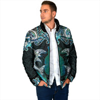 New Zealand Kotiate Weapon Padded Jacket Aotearoa Mango Paua Shell Maori Pattern