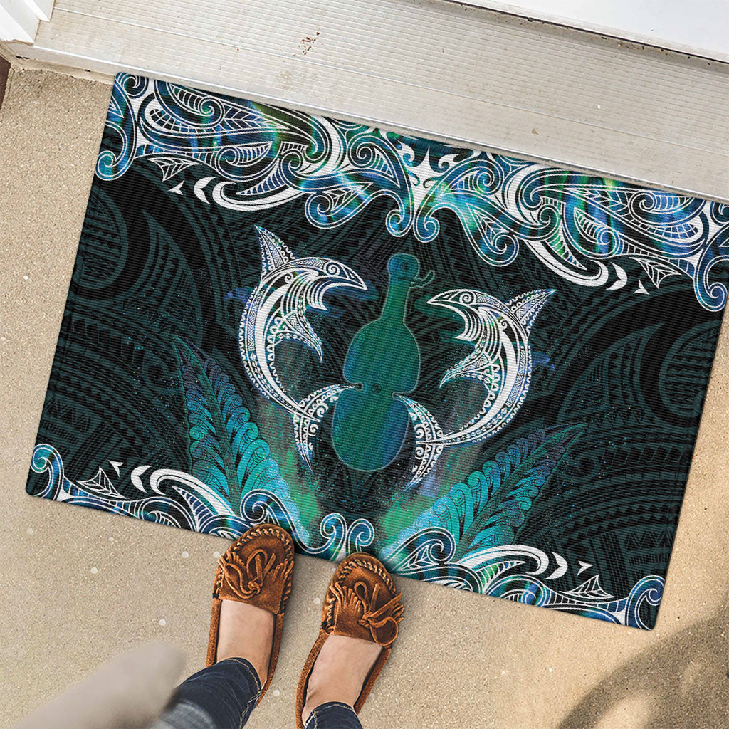 New Zealand Kotiate Weapon Rubber Doormat Aotearoa Mango Paua Shell Maori Pattern