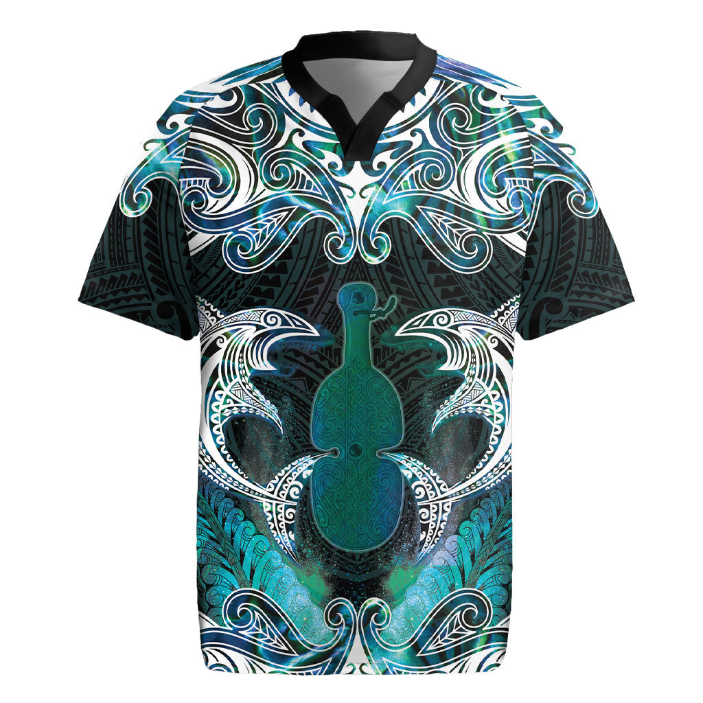 New Zealand Kotiate Weapon Rugby Jersey Aotearoa Mango Paua Shell Maori Pattern