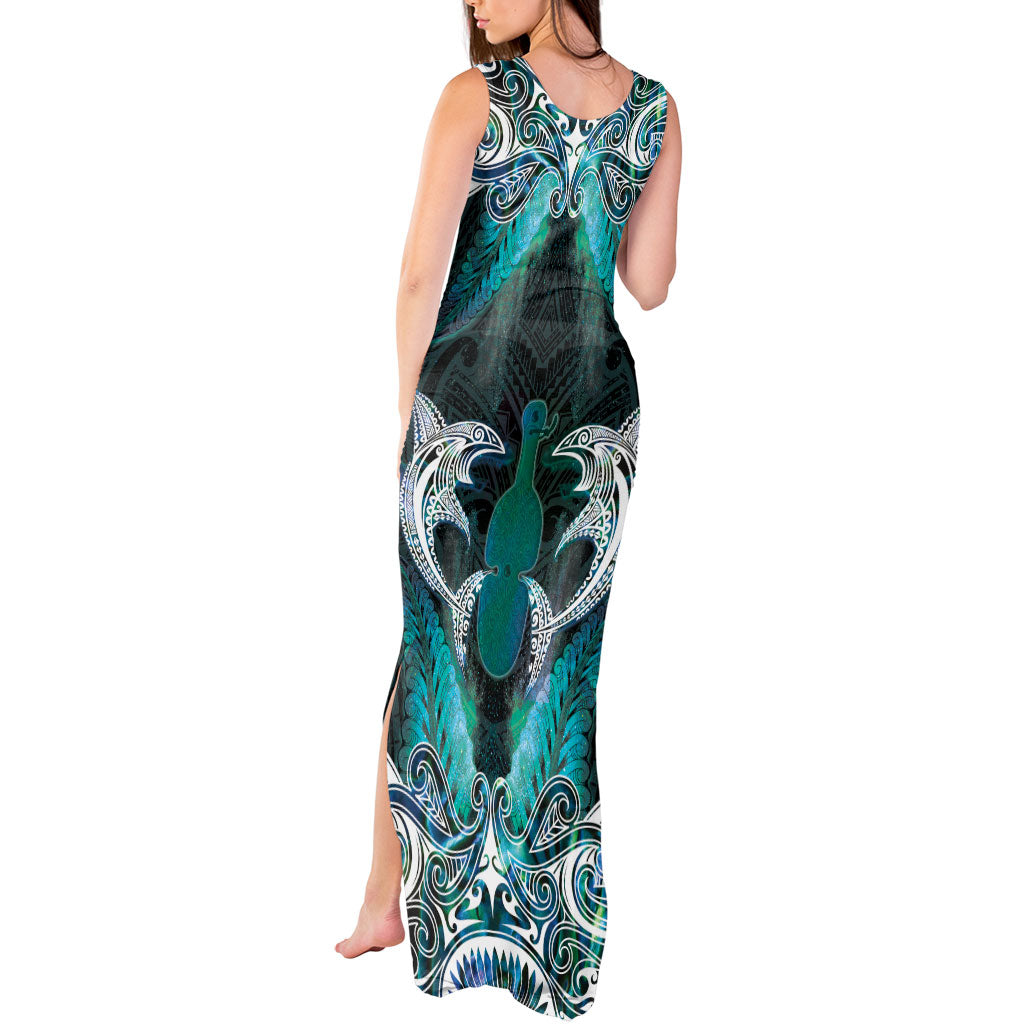 New Zealand Kotiate Weapon Tank Maxi Dress Aotearoa Mango Paua Shell Maori Pattern