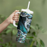 New Zealand Kotiate Weapon Tumbler With Handle Aotearoa Mango Paua Shell Maori Pattern