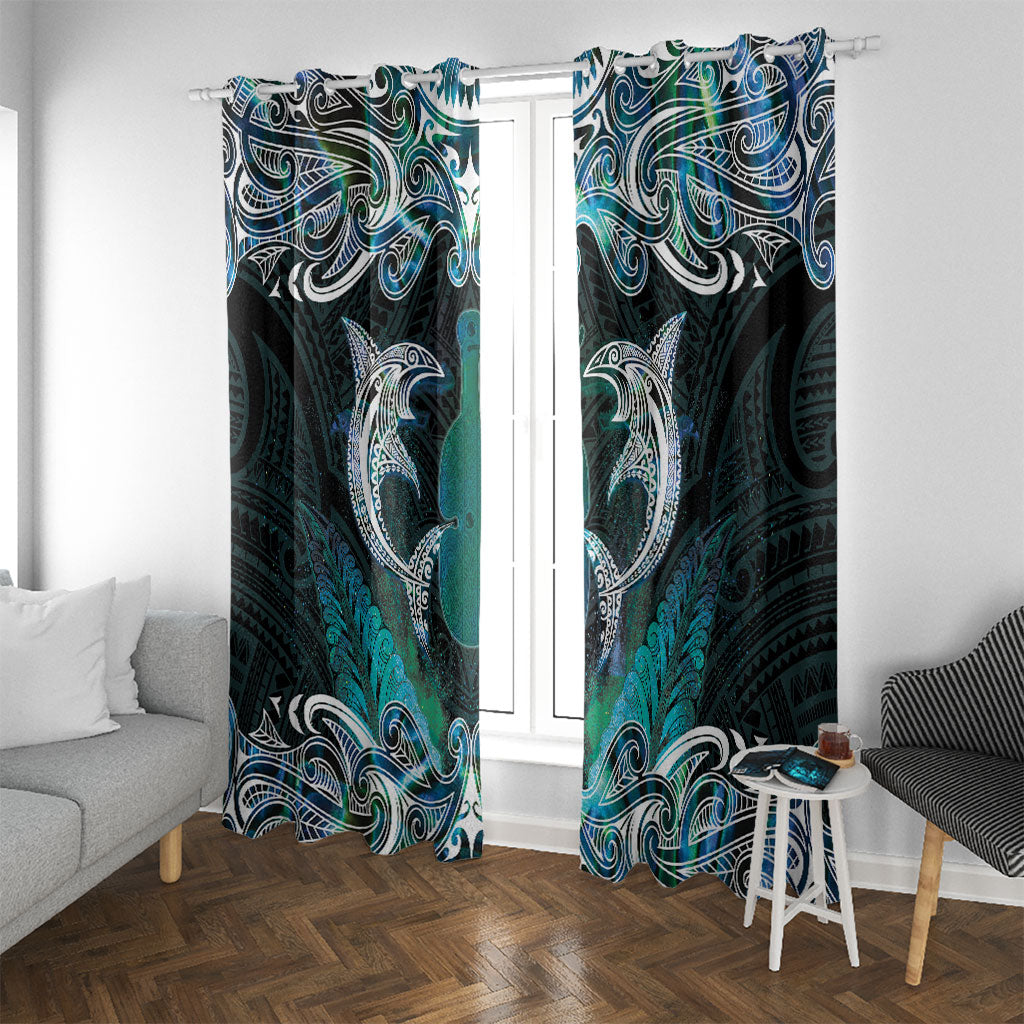 New Zealand Kotiate Weapon Window Curtain Aotearoa Mango Paua Shell Maori Pattern