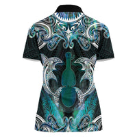 New Zealand Kotiate Weapon Women Polo Shirt Aotearoa Mango Paua Shell Maori Pattern