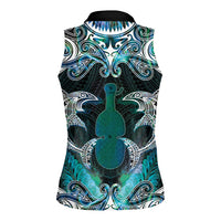 New Zealand Kotiate Weapon Women Sleeveless Polo Shirt Aotearoa Mango Paua Shell Maori Pattern