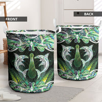 New Zealand Mere Pounamu Weapon Laundry Basket Aotearoa Mango Paua Shell Maori Pattern