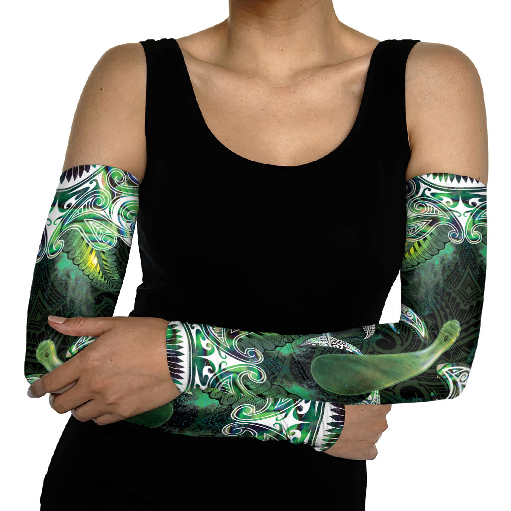 New Zealand Mere Pounamu Weapon Arm Sleeves Aotearoa Mango Paua Shell Maori Pattern