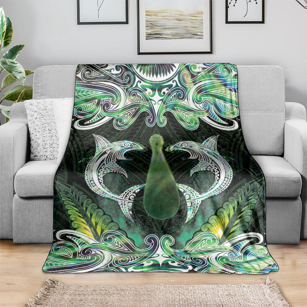 New Zealand Mere Pounamu Weapon Blanket Aotearoa Mango Paua Shell Maori Pattern