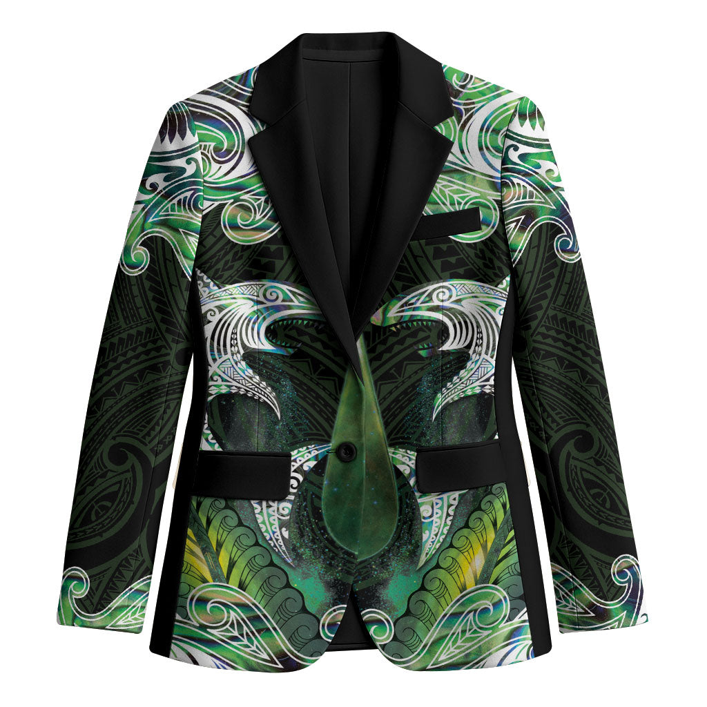 New Zealand Mere Pounamu Weapon Blazer Aotearoa Mango Paua Shell Maori Pattern LT22 Unisex Green - Polynesian Pride
