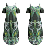 New Zealand Mere Pounamu Weapon Couples Matching Summer Maxi Dress and Hawaiian Shirt Aotearoa Mango Paua Shell Maori Pattern LT22 - Polynesian Pride