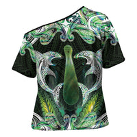 New Zealand Mere Pounamu Weapon Cross Shoulder Shirt Aotearoa Mango Paua Shell Maori Pattern