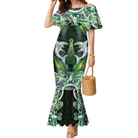 New Zealand Mere Pounamu Weapon Family Matching Mermaid Dress and Hawaiian Shirt Aotearoa Mango Paua Shell Maori Pattern
