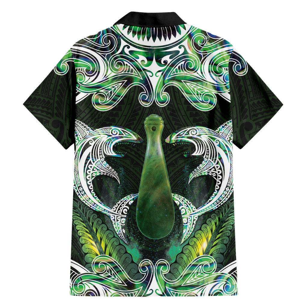 New Zealand Mere Pounamu Weapon Family Matching Tank Maxi Dress and Hawaiian Shirt Aotearoa Mango Paua Shell Maori Pattern