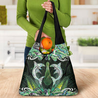New Zealand Mere Pounamu Weapon Grocery Bag Aotearoa Mango Paua Shell Maori Pattern