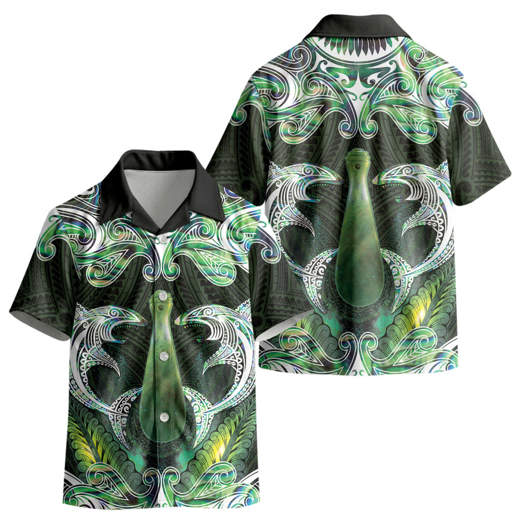 New Zealand Mere Pounamu Weapon Kid Hawaiian Shirt Aotearoa Mango Paua Shell Maori Pattern LT22 - Polynesian Pride