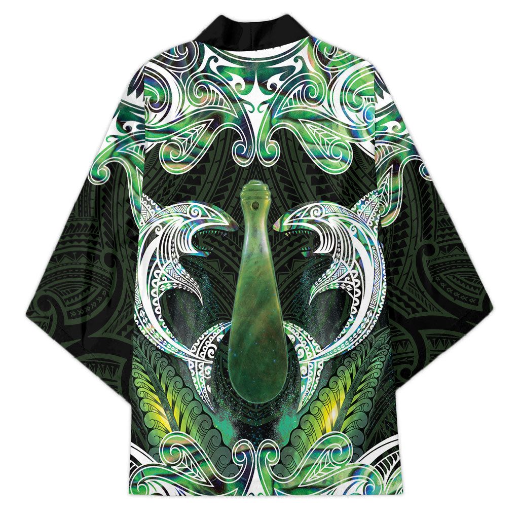 New Zealand Mere Pounamu Weapon Kimono Aotearoa Mango Paua Shell Maori Pattern